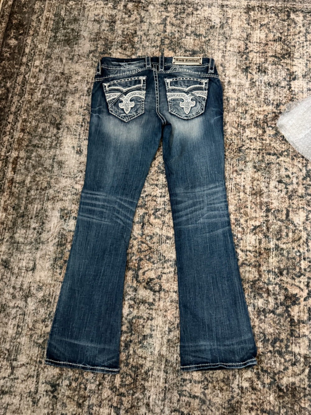 Rock Revival Women's Dark Blue Bootcut Jeans with Contrast Stitching - Picture 3 of 4
